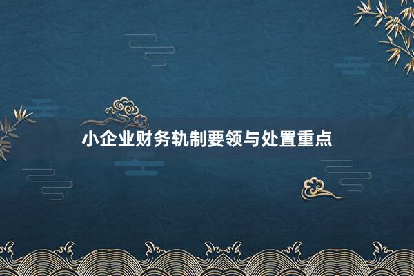 小企业财务轨制要领与处置重点