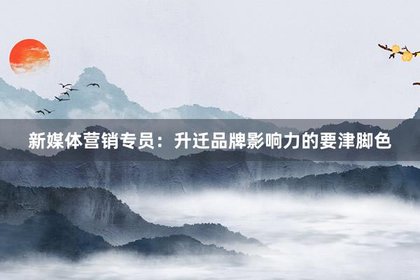 新媒体营销专员:升迁品牌影响力的要津脚色